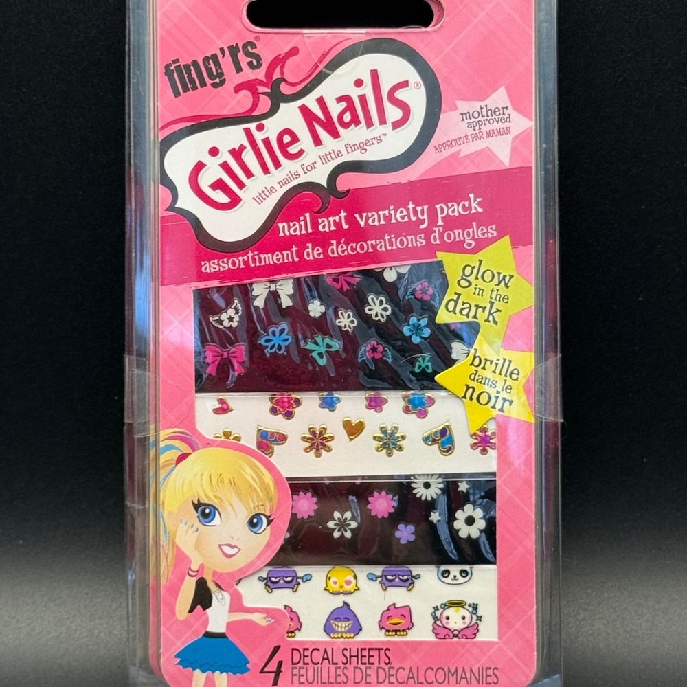 Fingrs Girlie Nails Nail Art Variety Pack Glow in the Dark Decal Sheets‎
